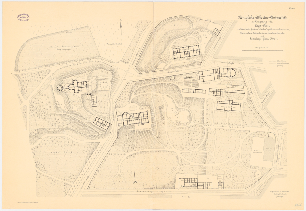 Alte gedruckte Karte von München, Deutschland, mit zahlreichen Gebäuden und handgeschriebenem Text auf altem Papier.