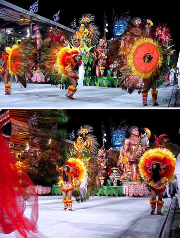 Ein Collage-Bild mit Menschen, die Kunst betreiben, einer Statue und einem Gebäude.