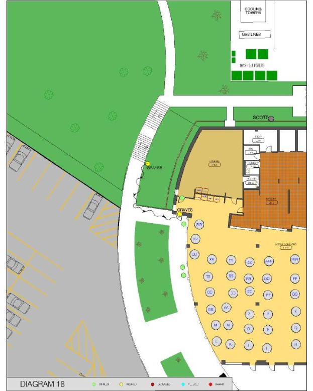 Ein detaillierter Lageplan einer neuen Schule, der den Gebäudeaufbau mit Räumen, Fluren und Campus-Einrichtungen zeigt und von Text begleitet wird, der die Schülerkapazität, die Lage der Klassenräume und Annehmlichkeiten beschreibt.