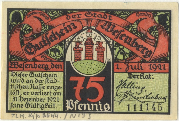Alte deutsche Banknote mit einem Gebäude, darauf steht "Bundesliga" und es ist ein Logo auf einem weißen Hintergrund.