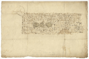 Ein gelbliches, altes Stück Papier mit sauberer, lesbarer Schreibschrift, das angeblich ein Brief des deutschen Finanzministers an seine Frau ist.