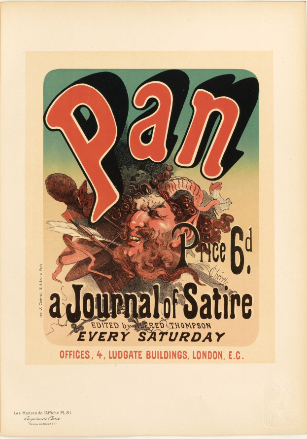 Plakat für "Pan: Eine Satirezeitschrift" mit einer Person in weißem Hemd mit kurzen dunklen Haaren und ernstem Gesichtsausdruck vor einem weißen Hintergrund und fetter schwarzer zentrierter Schrift.