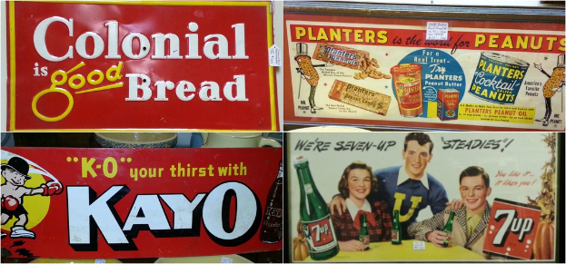 Ein Collage aus vier Postern mit drei Kindern vorne rechts, zwei Jungen und ein Mädchen, die sitzen, lächeln und mit einer grünen Coke-Flasche in der Hand posen.