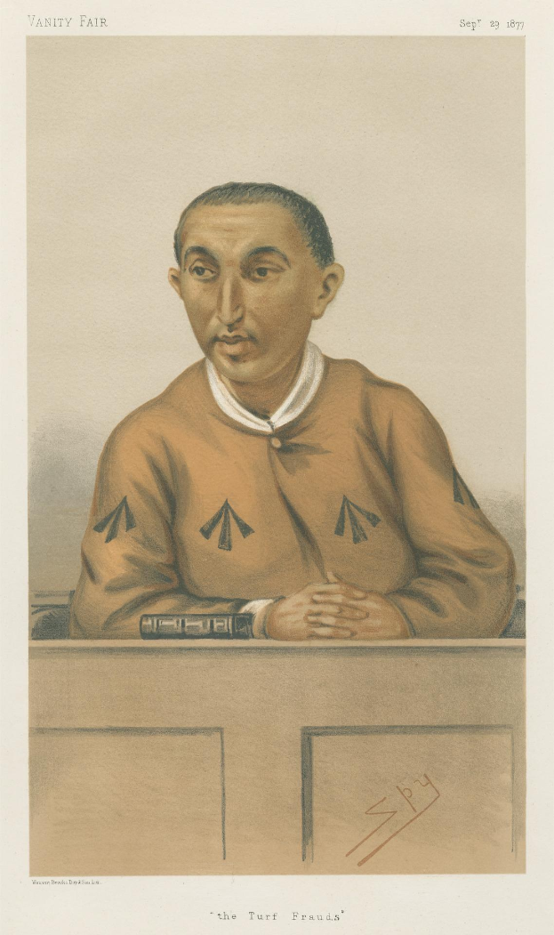 Ein Mann in einem weißen Hemd und dunklen Hosen sitzt an einem Tisch und hat die Hände gefaltet, mit einem ernsten Gesichtsausdruck, und der Text "Die Rasenbetrüger" unten.