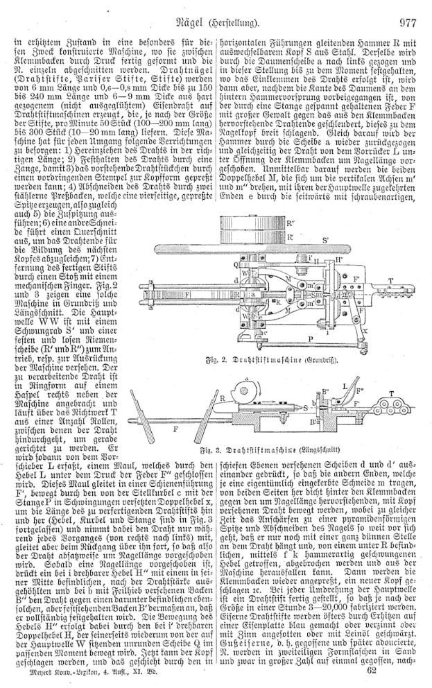 A book page displaying a machine drawing with the text "German Patent 977,977" and several surrounding images of the machine.